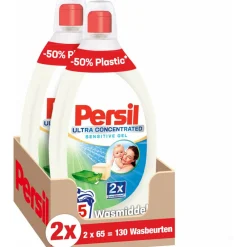 Wasmiddel<Persil Wasmiddel Gel 2 x 65 Wasbeurten Deep Clean Ultra Concentrated Sensitive 2 x 1,3 liter
