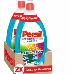 Wasmiddel<Persil Wasmiddel Gel 2 x 65 Wasbeurten Deep Clean Ultra Concentrated Color 2 x 1,3 liter
