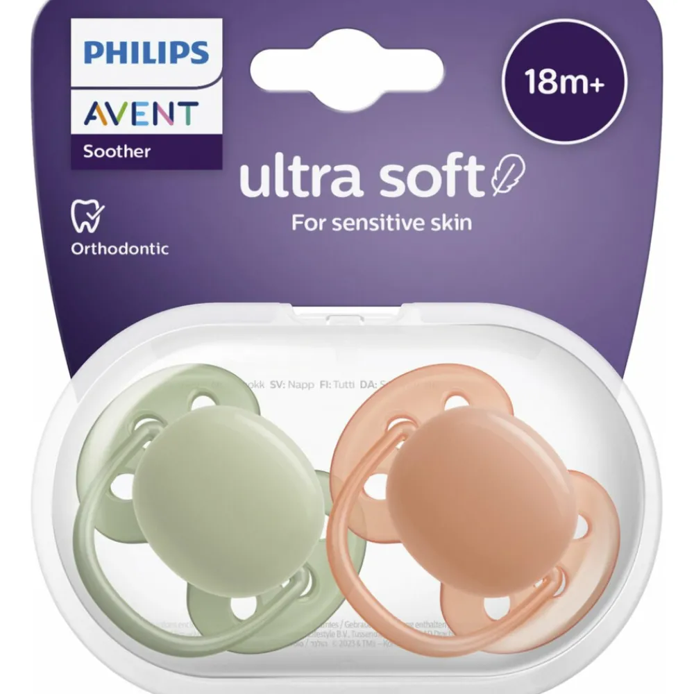 Fopspeen Ultra Soft 18+ mnd Groen Oranje 2 stuks^Philips Avent New