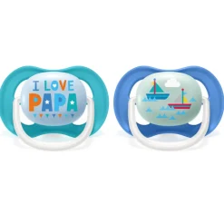 New Fopspeen Ultra Air 6-18 mnd I Love Papa Blauw 2 stuks Flessen & Spenen