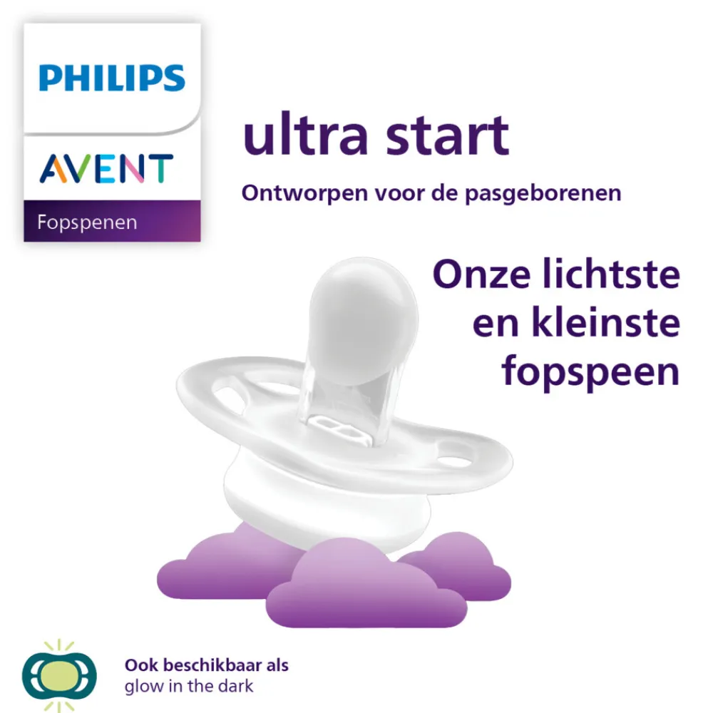 Flessen & Spenen<Philips Avent Fopspeen Ultra Air Nighttime 0-2 mnd Glow in the Dark 2 stuks