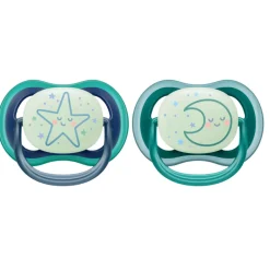 Flessen & Spenen<Philips Avent Fopspeen Ultra Air Nighttime 6-18 mnd Ster Maan 2 stuks