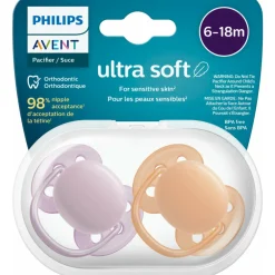 Fopspeen Ultra Soft 6-18 mnd Paars Oranje 2 stuks^Philips Avent Best