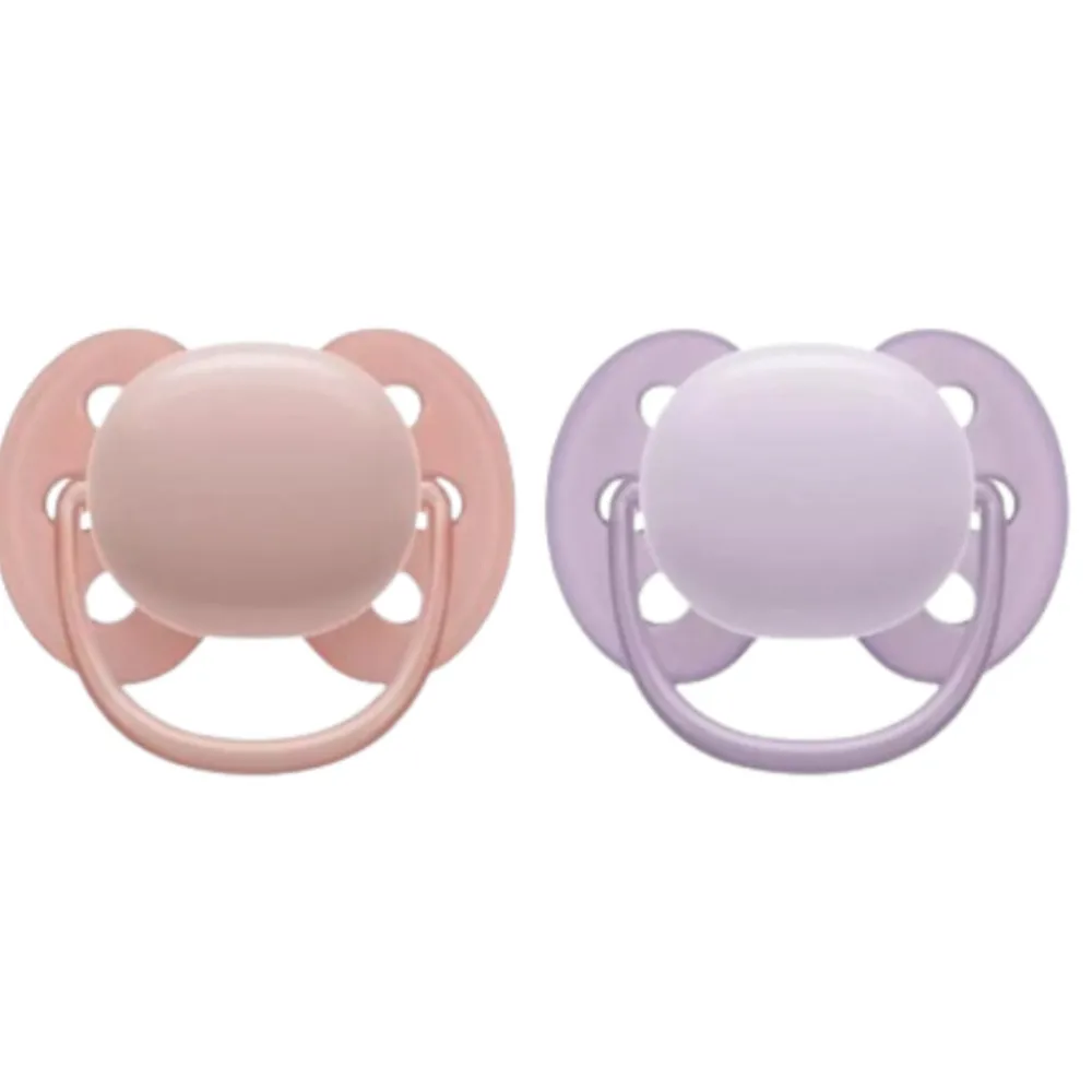 Flessen & Spenen<Philips Avent Fopspeen Ultra Soft 0-6 mnd Paars Roze 2 stuks