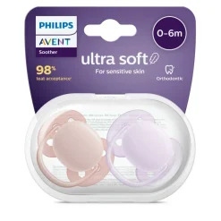 Flessen & Spenen<Philips Avent Fopspeen Ultra Soft 0-6 mnd Paars Roze 2 stuks