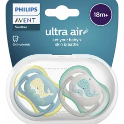 Fopspeen Ultra Air 18+ mnd Walvis 2 stuks^Philips Avent Best
