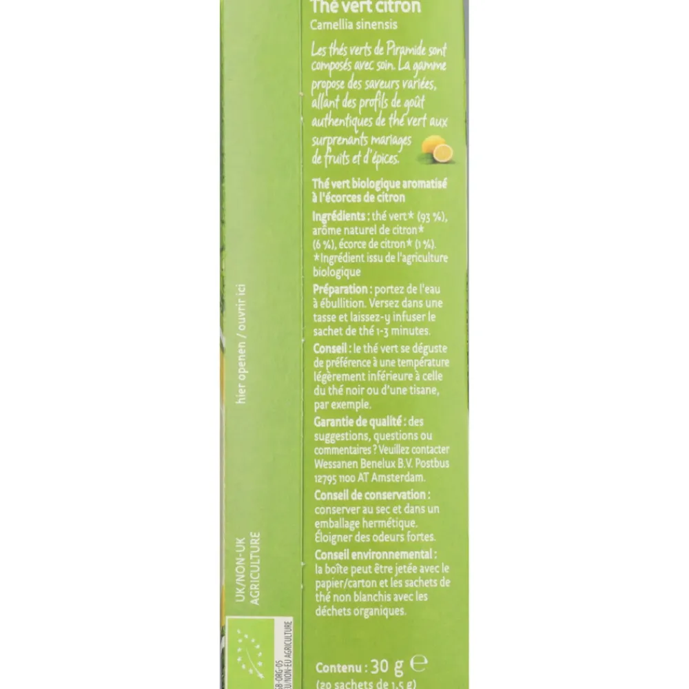 Groene Thee Bio Citroen 20 stuks^Piramide Hot