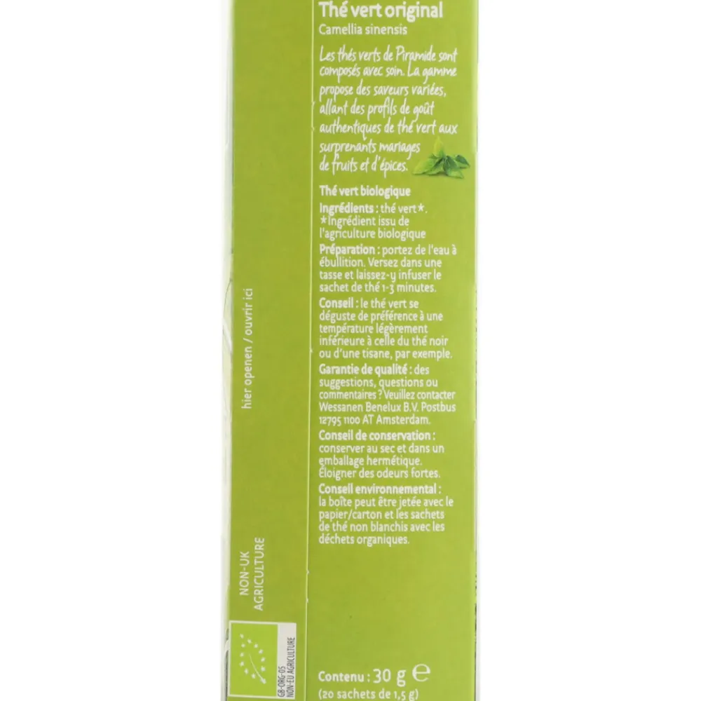 Thee<Piramide Groene Thee Original Bio 20 stuks