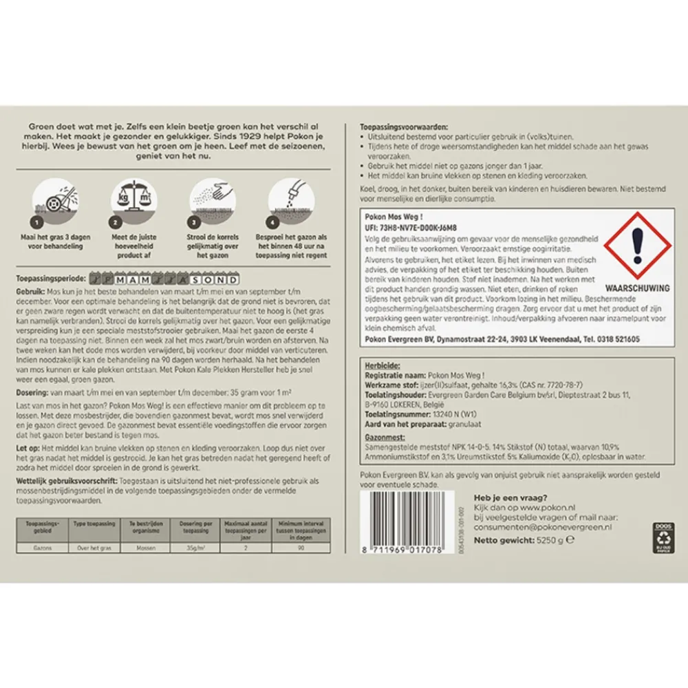 Mos Weg 5,25 kg voor 150 m²^Pokon Hot