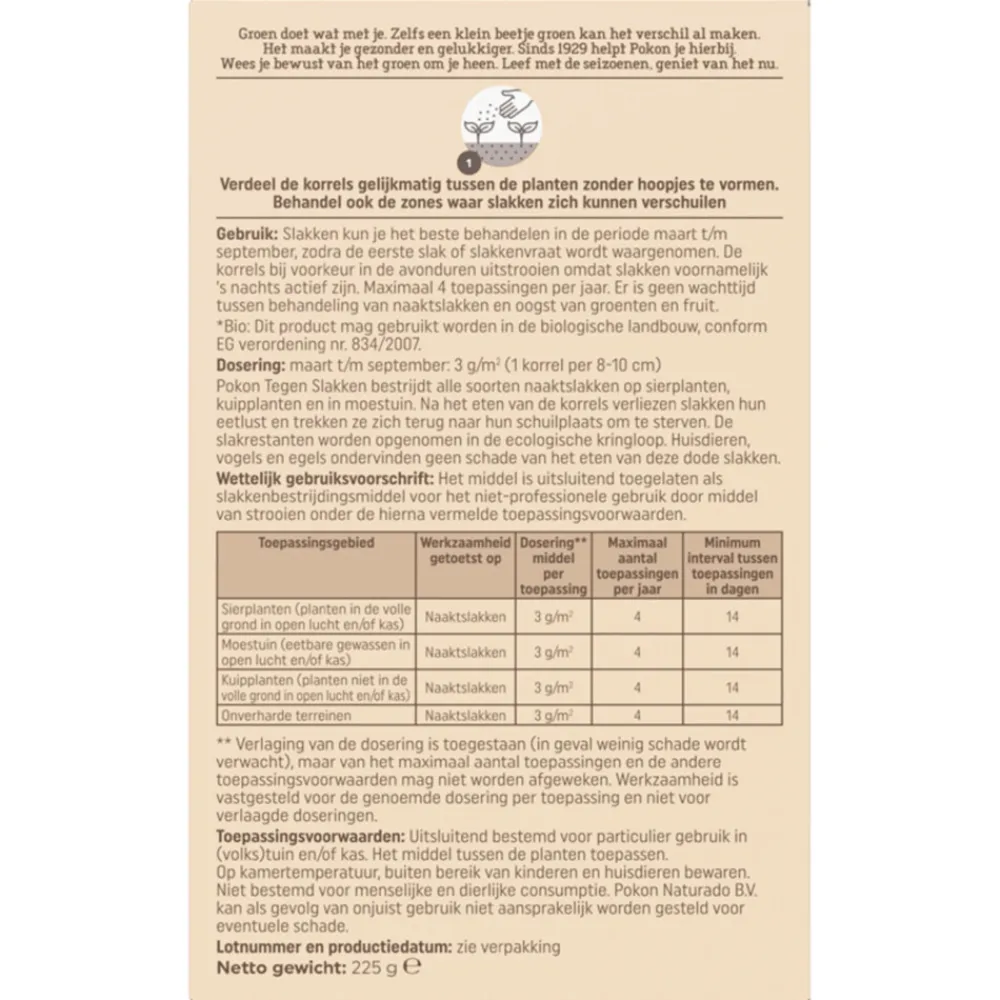 Sale Tegen Slakken Korrels Biologisch 225 gr Ongediertebestrijding