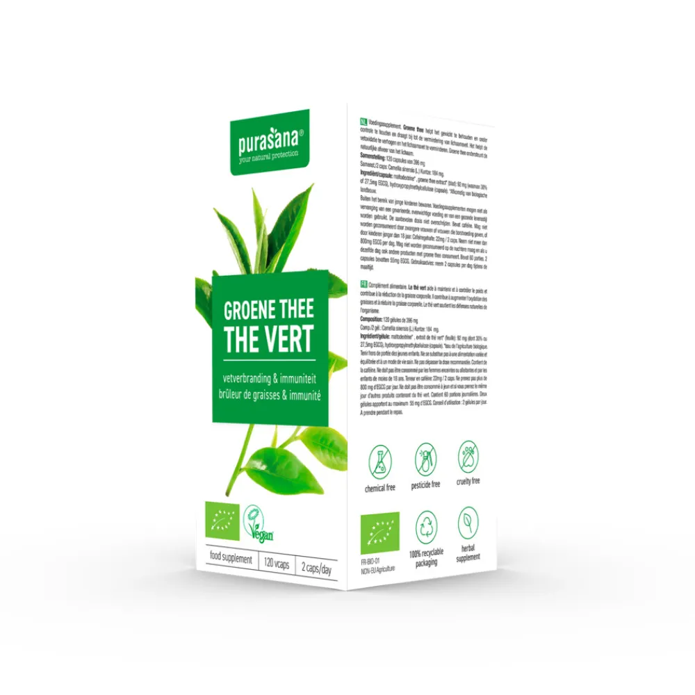 Afslankpillen<Purasana Single Plants Powders Groene Thee Extract Bio 120 capsules