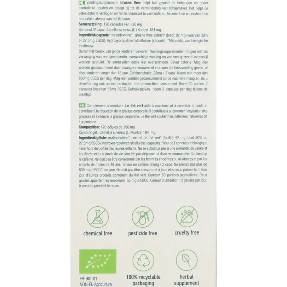 Afslankpillen<Purasana Single Plants Powders Groene Thee Extract Bio 120 capsules