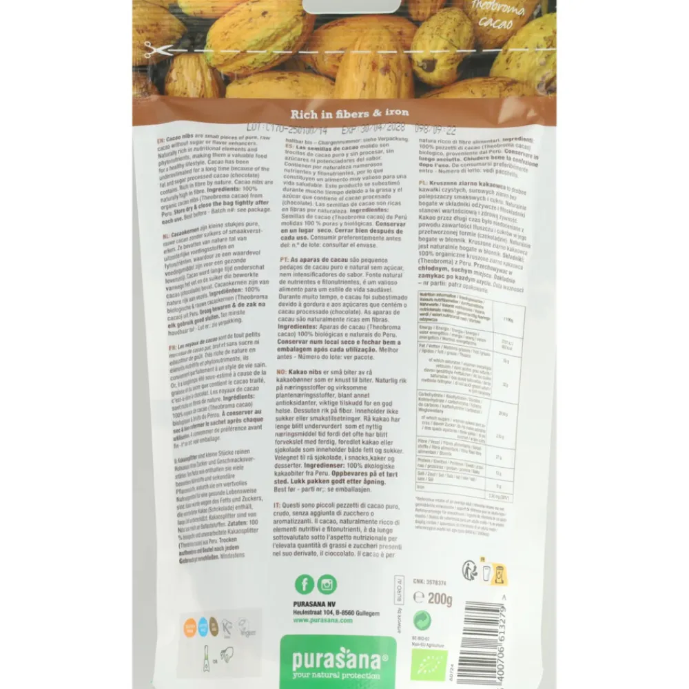 Superfoods<Purasana Superfood Cacaokernen Bio 200 gr