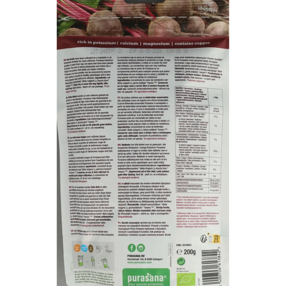 Superfoods<Purasana Superfood Rode Bietensappoeder Bio 200 gr