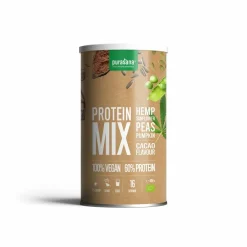 Vegan Erwt Hennep Zonnebloem Pompoen Proteine Mix Cacao BIO 400 gr^Purasana Discount