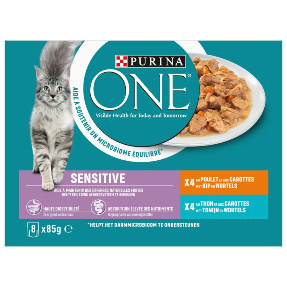 Adult Sensitive Kattenvoer Nat Kip & Tonijn 8 x 85 gr^Purina ONE Outlet