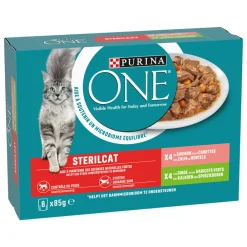 Kattenvoer<Purina ONE Adult Sterilcat Kattenvoer Nat Kalkoen & Zalm 8 x 85 gr