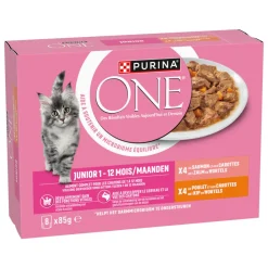 Junior Kattenvoer Nat Kip & Zalm 8 x 85 gr^Purina ONE Outlet