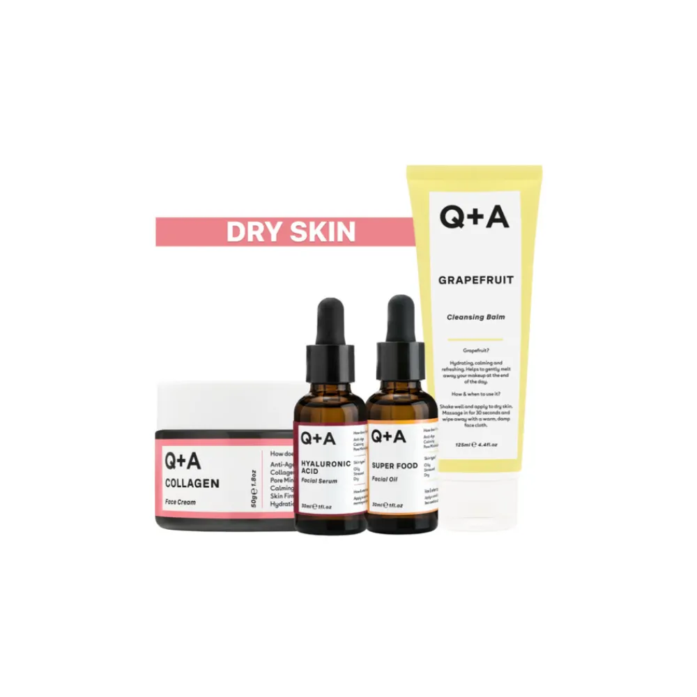 Dry Skin - Reinigingsbalsem 1x 125 ml & Gezichtsserum 1x 30 ml & Gezichtsolie 1x 30 ml & Dagcrème 1x 50 gr - Pakket Serum