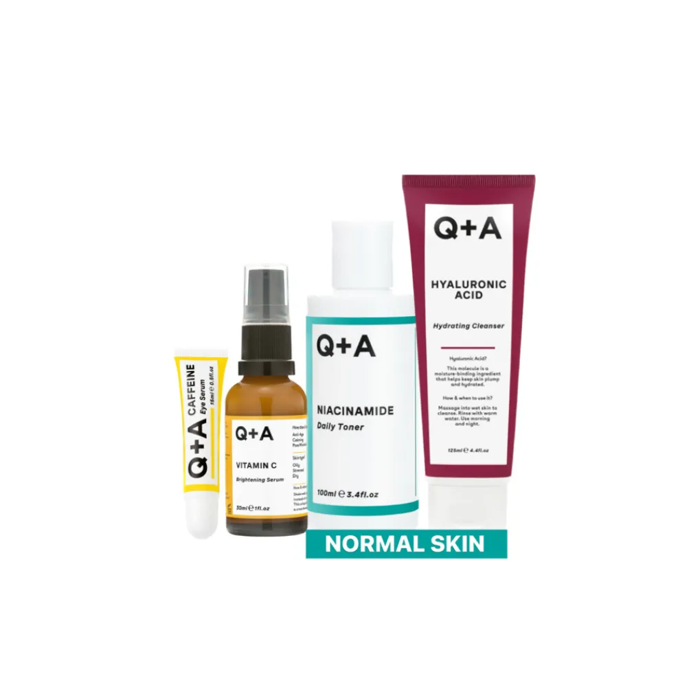 Normal Skin - Reinigingsgel 1x 125 ml & Toner 1x 100 ml & Gezichtsserum 1x 30 ml & Oogserum 1x 15 ml - Pakket^Q+A Clearance