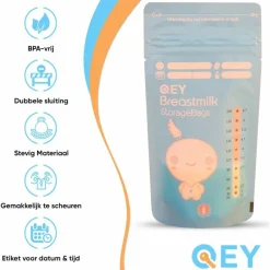 Borstvoeding<QEY Moedermelk Bewaarzakjes 120 stuks