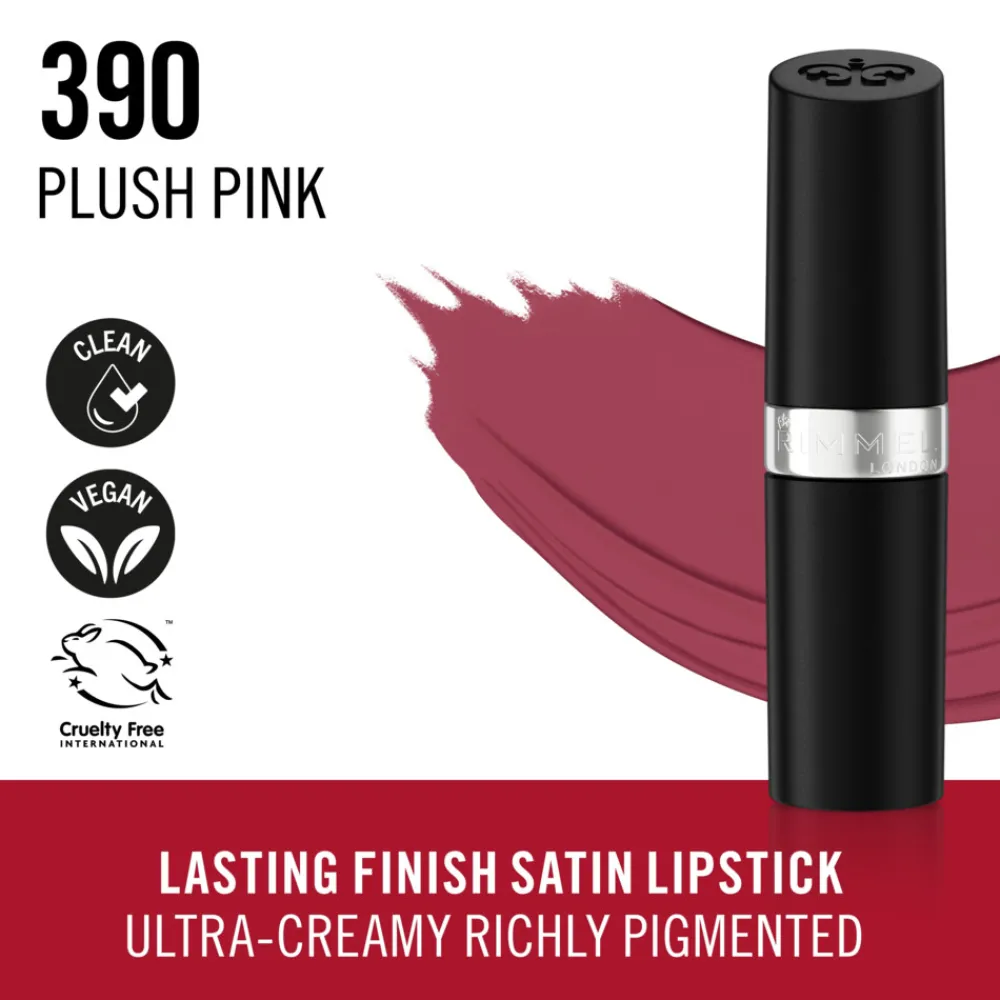 Lasting Finish Satin Lipstick 390 Plush Pink 4 gr^Rimmel Outlet