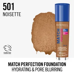 Foundation<Rimmel Match Perfection Foundation Noisette 501 30 ml