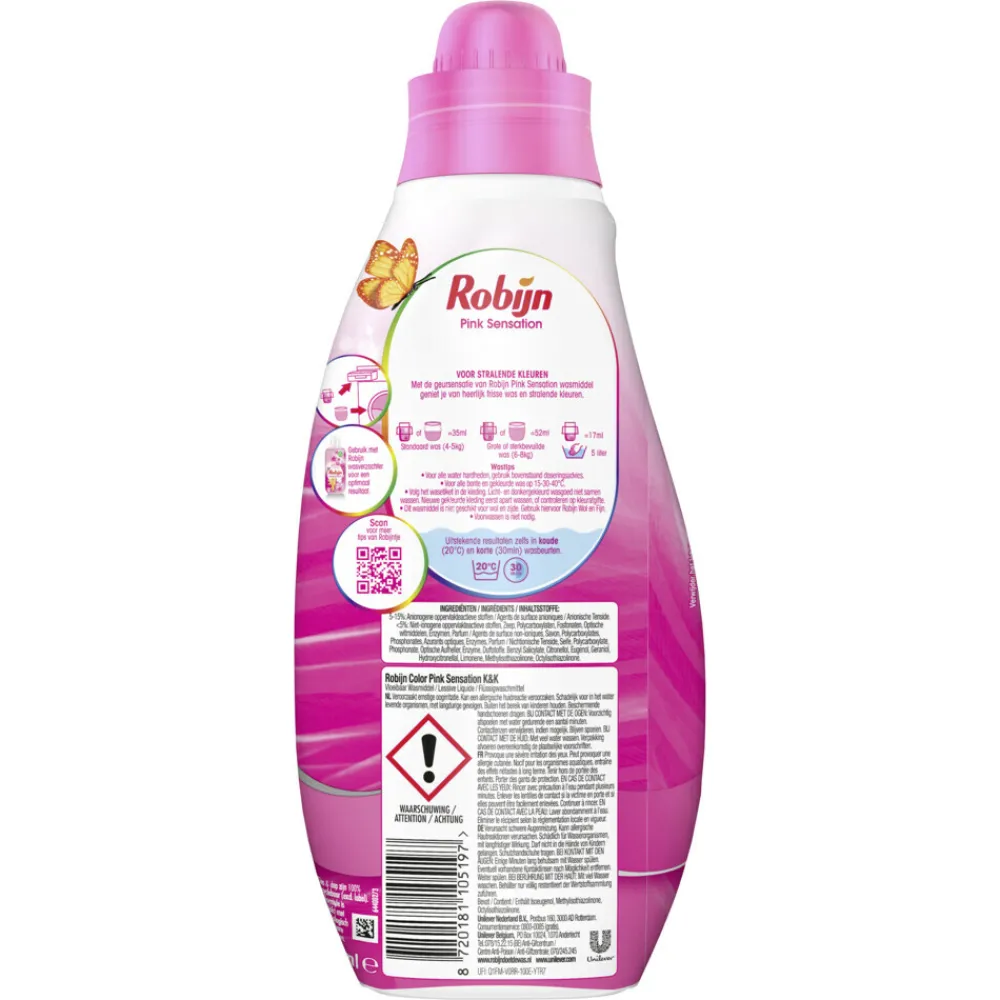 Klein & Krachtig Wasmiddel Pink Sensation 19 Wasbeurten 665 ml^Robijn Outlet