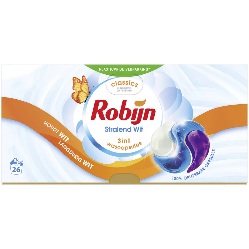 Sale Wascapsules 3-in-1 Stralend Wit 26 stuks Wasmiddel