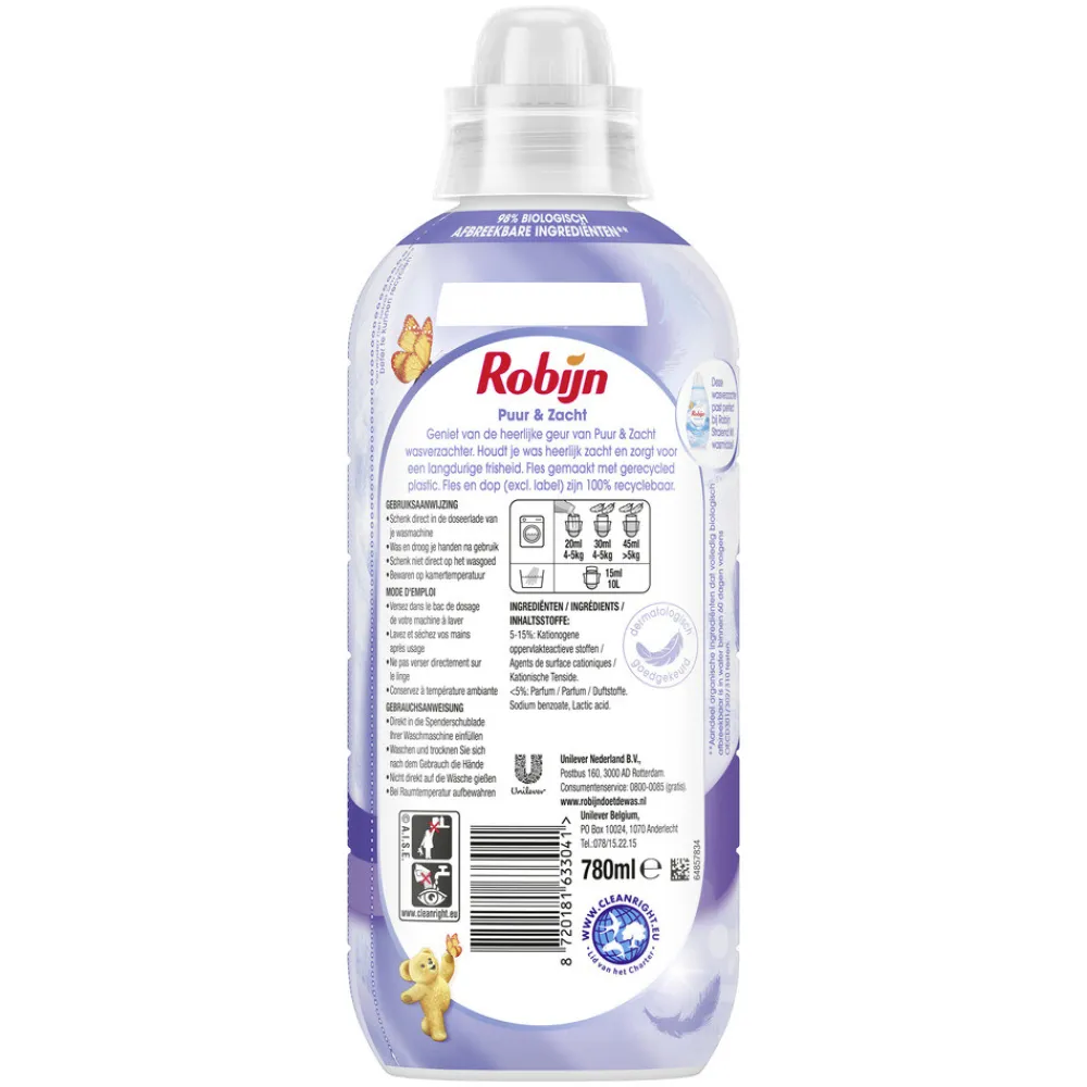 Wasverzachter Puur & Zacht 39 Wasbeurten 780 ml^Robijn New