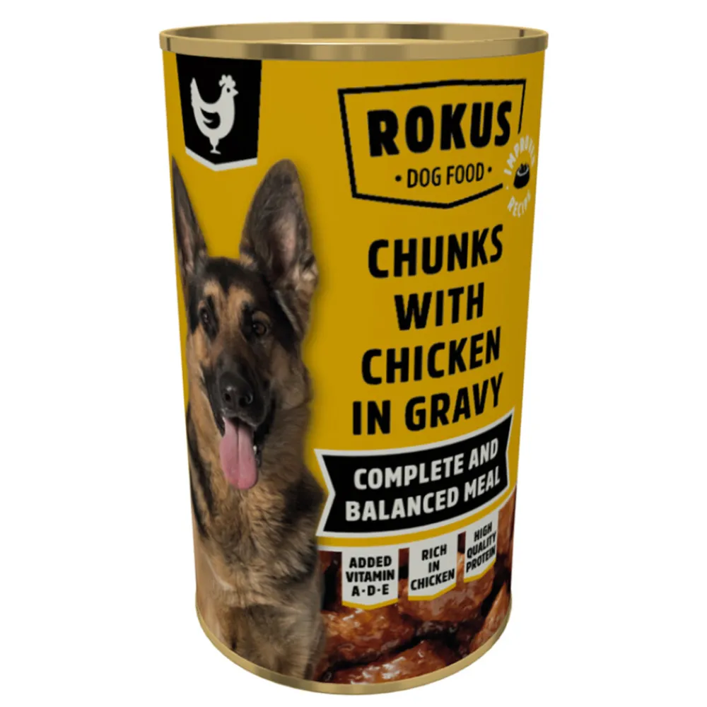 Clearance Hondenvoer Blik Stukjes Kip in Jus 1,24 kg Hondenvoer