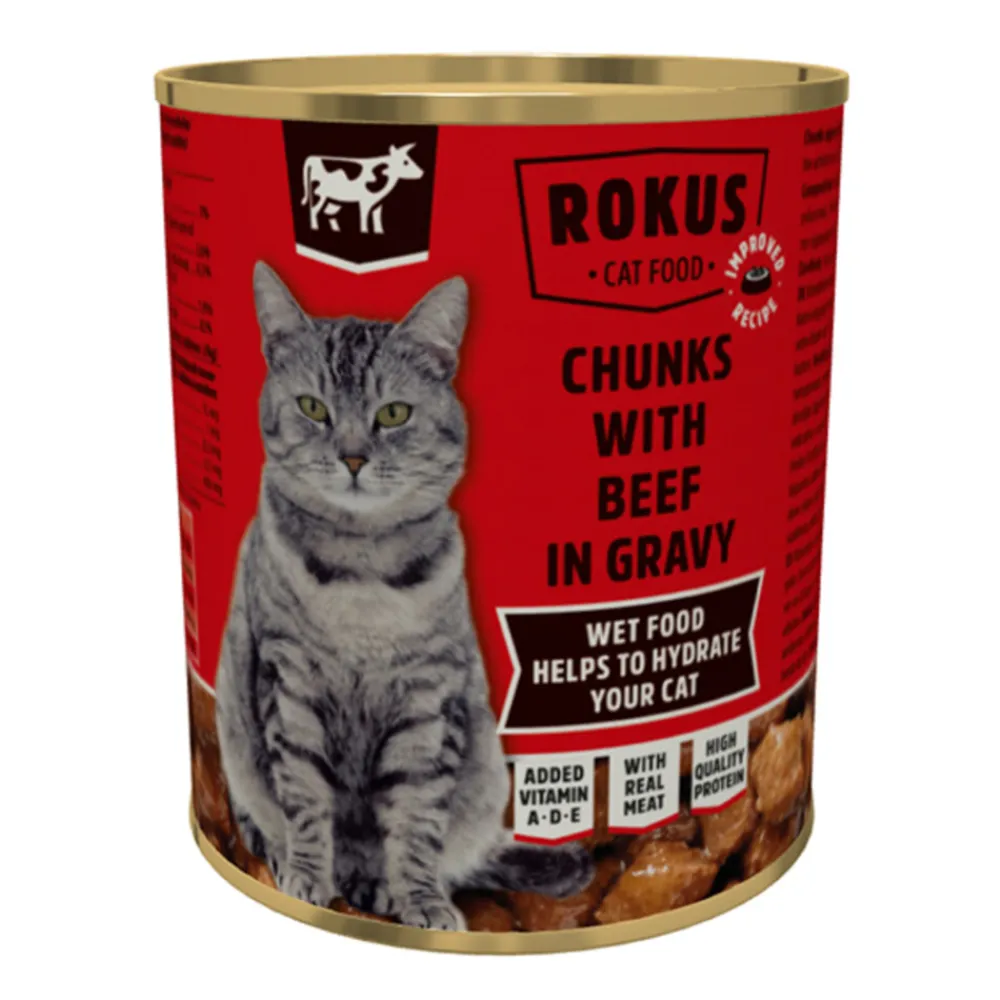 New Kattenvoer Blik Stukjes Rund in Jus 810 gr Kattenvoer