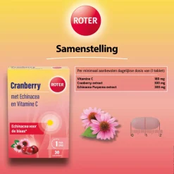 Cranberry Vitamine C en Echinacea 30 tabletten^Roter Best