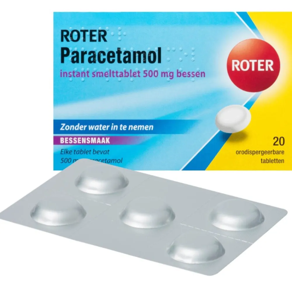 Pijnstillend<Roter Paracetamol 500 mg Smelttablet Bessen 20 tabletten