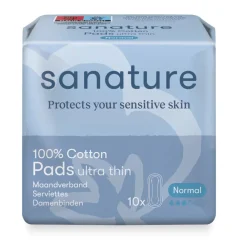 New 100% Katoenen Maandverband Ultra Normaal zonder vleugels 10 stuks Intiemhygiëne