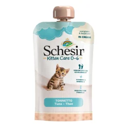 Kattenvoer<Schesir Kattenvoer Kitten 0-7 Tonijn in Cream 150 gr