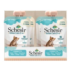 Kattenvoer<Schesir Kattenvoer Kitten 0-7 Tonijn in Cream 150 gr