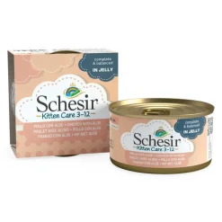 Kattenvoer<Schesir Kattenvoer Kitten 3-12 Kip - Aloe in Gelei 85 gr