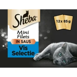 Kattenvoer<Sheba Mini Filets Adult Kattenvoer Natvoer Vis Selectie Maaltijdzakjes 12 x 85 gr