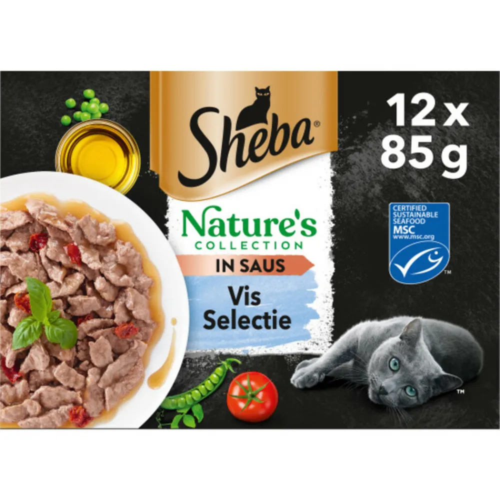 Clearance Nature's Collection Kattenvoer Natvoer Vis Selectie in Saus Maaltijdzakjes 12 x 85 gr Kattenvoer