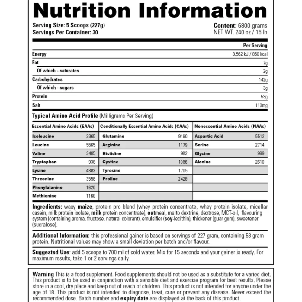Sportvoeding & Drank<Stacker Giant Mass Gainer Vanille 2270 gr
