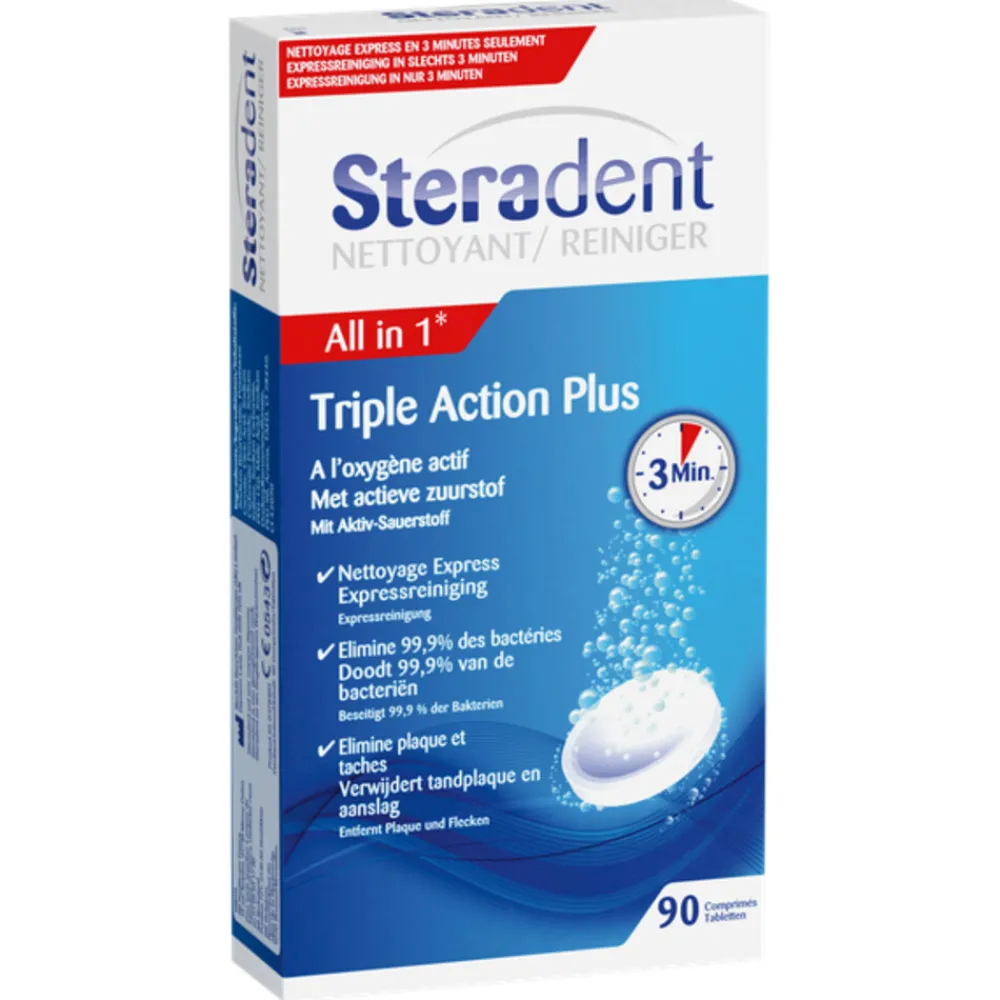 Triple Action Plus Kunstgebit Reiniger 90 tabletten^Steradent Online