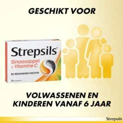 Keel & Luchtwegen<Strepsils Zuigtabletten Sinaasappel & Vitamine C 24 tabletten
