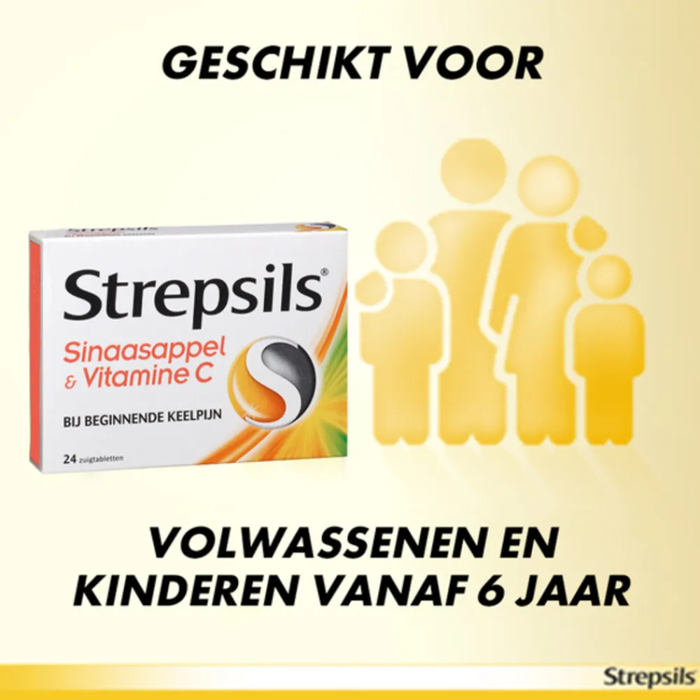 Keel & Luchtwegen<Strepsils Zuigtabletten Sinaasappel & Vitamine C 24 tabletten