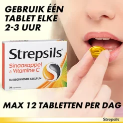 Keel & Luchtwegen<Strepsils Zuigtabletten Sinaasappel & Vitamine C 36 tabletten