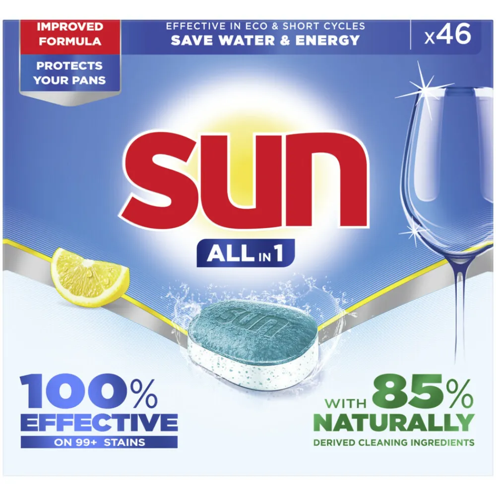 Machineafwas<Sun Vaatwastabletten All-in-1 Citroen 46 stuks