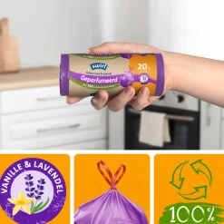 Sale Pedaalemmerzakken Geparfumeerd met Trekband 20L 12 stuks Huishoud & Vuilniszakken