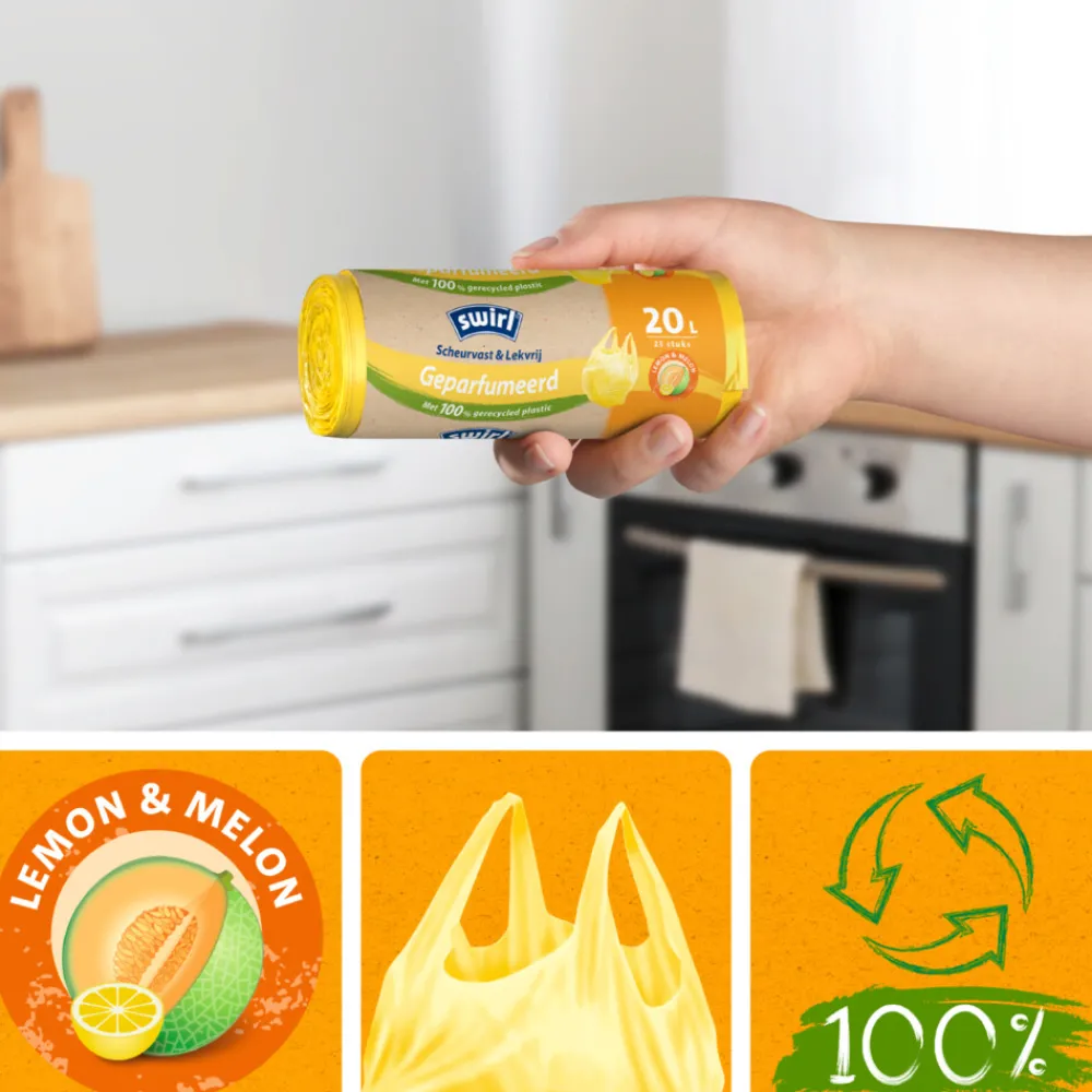 Pedaalemmerzakken Geparfumeerd met Handvat 20L 25 stuks^Swirl Best