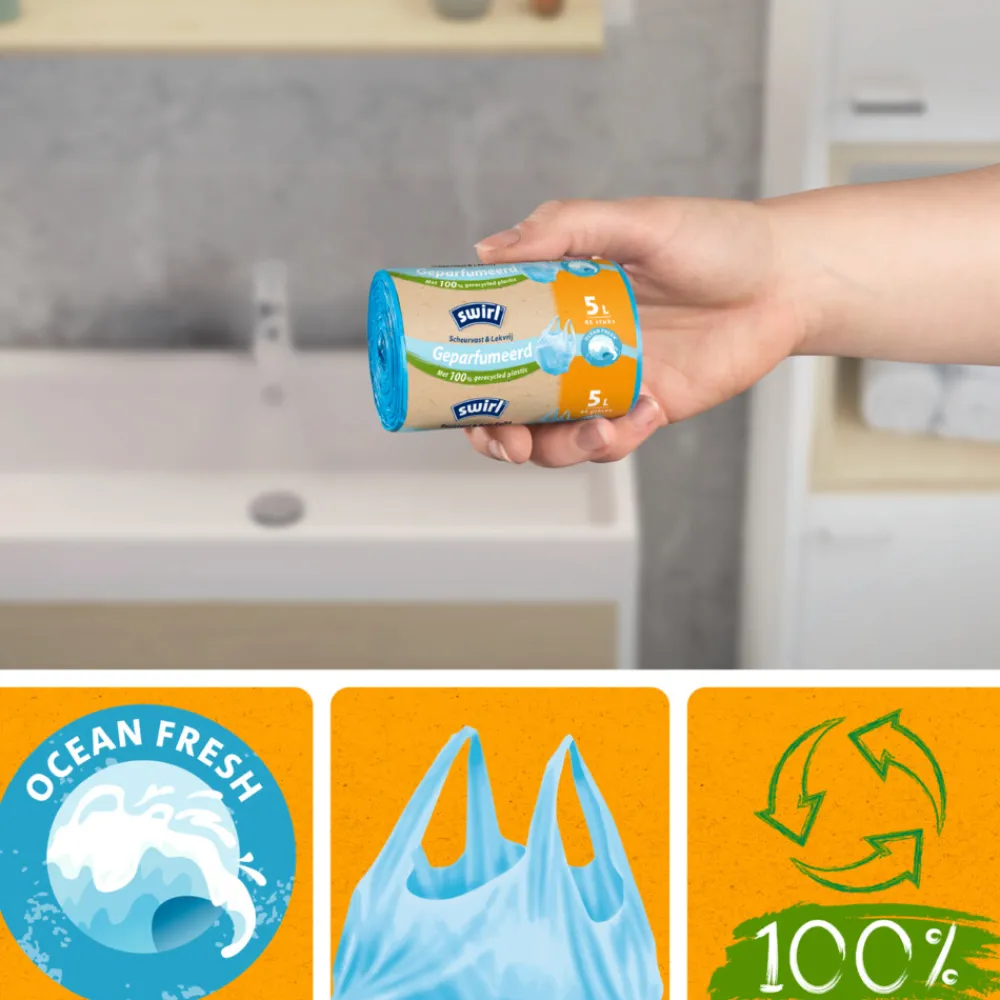 Pedaalemmerzakken Geparfumeerd Ocean Fresh 5 liter 45 stuks^Swirl Online