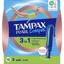 Pearl Compak Super Tampons met Inbrenghuls 18 stuks^Tampax Outlet